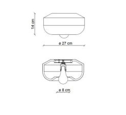 Applique murale ou plafonnier, Bellota, orange pêche, Ø27cm, H14cm - Ferroluce