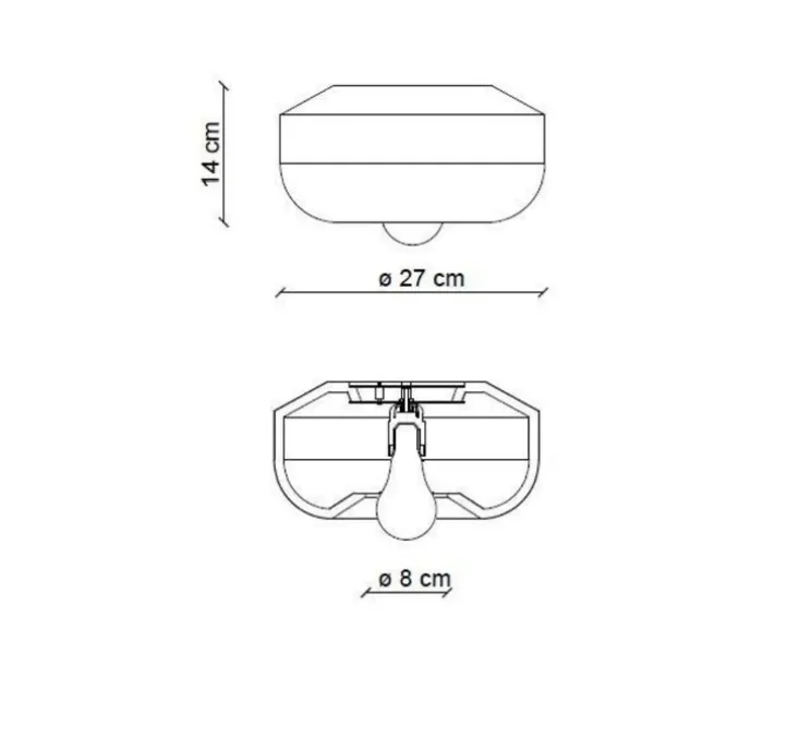 Applique murale ou plafonnier, Bellota, orange pêche, Ø27cm, H14cm - Ferroluce