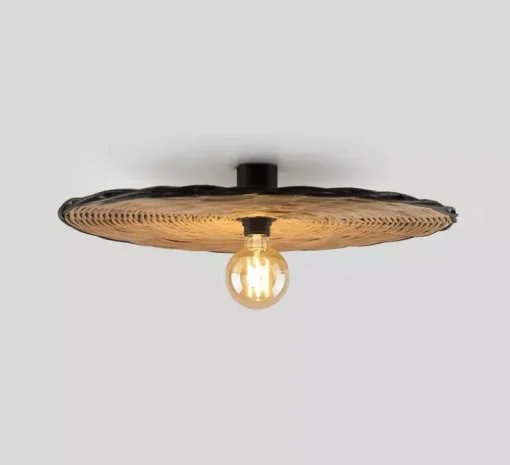 Applique murale ou plafonnier, Costas 600 H70, noir mat, Ø60cm, H7cm - Faro