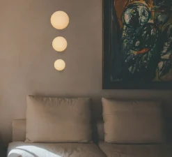 Applique|Plafonnier & Spot*Schwung Applique murale ou plafonnier, Pulsar 200, e, Ø20cm, H21,7cm - laiton, verre opal