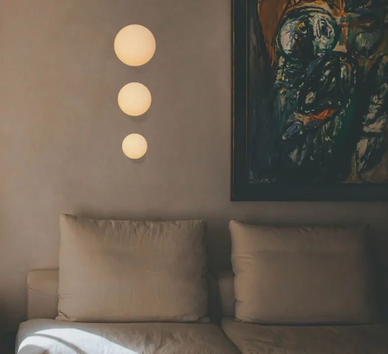 Applique|Plafonnier & Spot*Schwung Applique murale ou plafonnier, Pulsar 200, e, Ø20cm, H21,7cm - laiton, verre opal