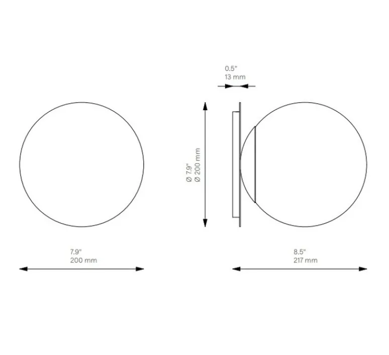 Applique|Plafonnier & Spot*Schwung Applique murale ou plafonnier, Pulsar 200, e, Ø20cm, H21,7cm - laiton, verre opal
