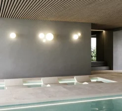 Applique murale ou Plafonnier, Volum 29, blanc brillant, IP54, Ø29cm, H25,4cm - Lodes