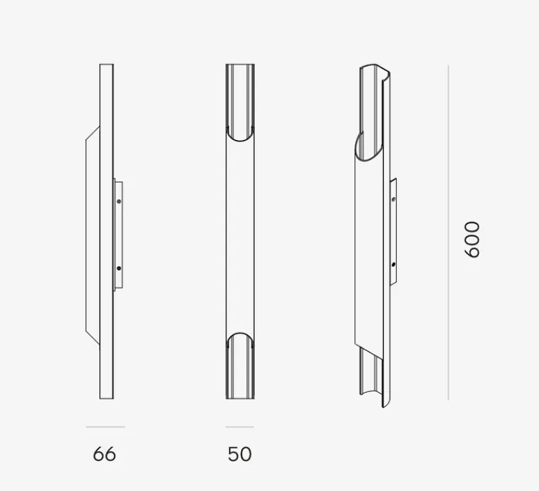 Applique*Lyfa Applique murale, Pan 50, , L6,6cm, H60cm - aluminium