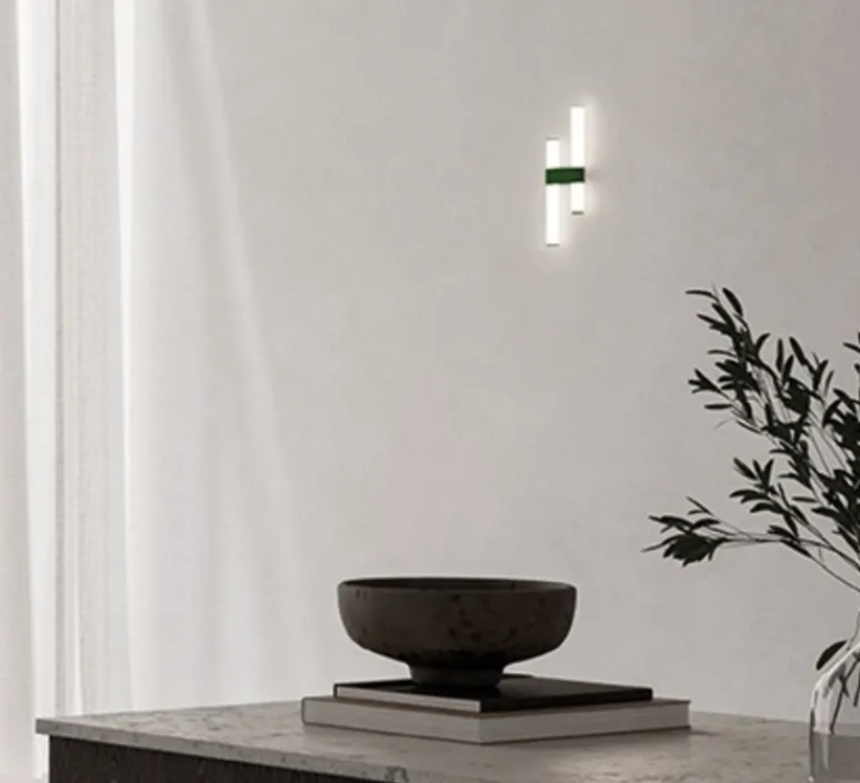 Applique*Axolight Applique murale, Paralela, Modèle 1, driver inclus, , LED, dim, 2700K, 1418 lm, Ø3cm, H29,7cm - Vert pin