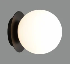 Applique murale, Parma, noir, IP44, Ø15cm, H14cm - ACB