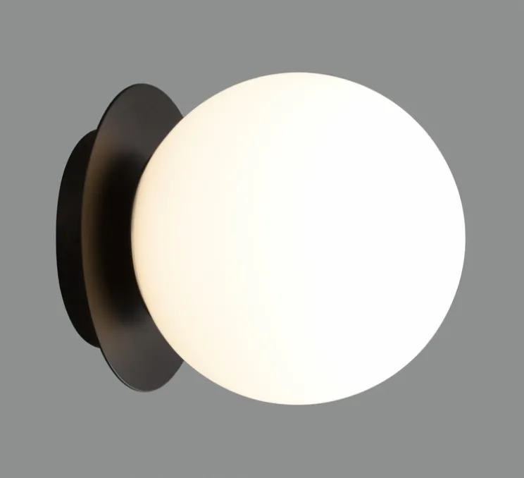Applique murale, Parma, noir, IP44, Ø15cm, H14cm - ACB