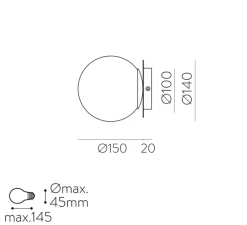 Applique murale, Parma, noir, IP44, Ø15cm, H14cm - ACB