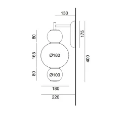 Applique*Formagenda Applique murale, Pearl A, , LED, 2700K, 1200lm, L16,5cm, H40cm - blanc et or