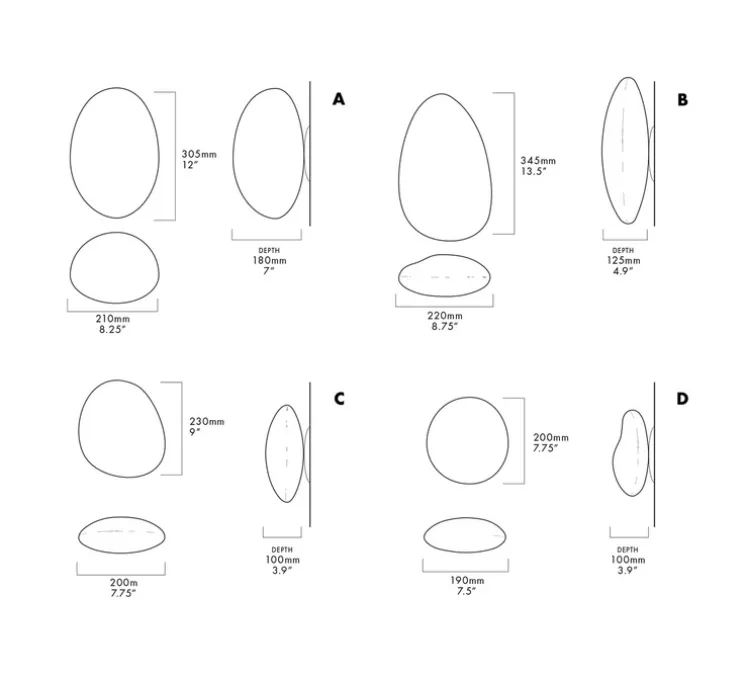 Applique murale, Pebble B, blanc perle, LED dimmable, 2700K, 1750lm, L22cm, H35cm - A-N-D