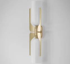 Applique*Bert frank Applique murale, Pennon wall, , Ø13cm, H63cm - laiton, verre opalin