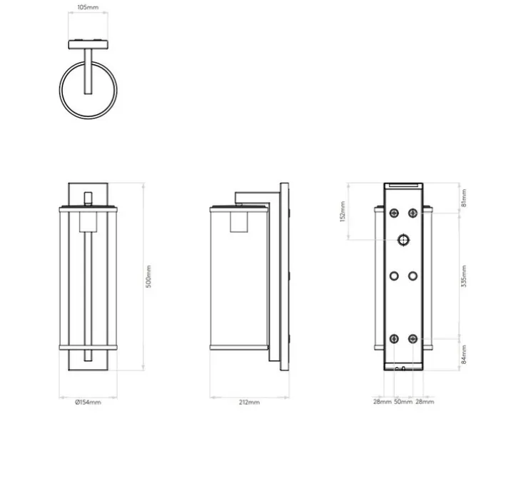 Applique murale, Pimlico 500, laiton, IP23, L15,4cm, H50cm - Astro Lighting