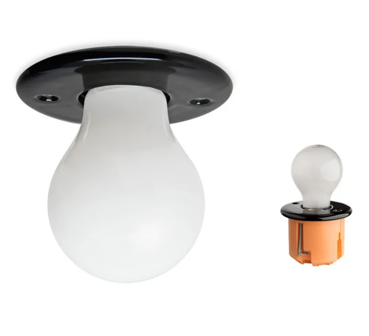 Applique murale, plafonnier, light.027, noir, Ø10cm, H1cm - Zangra