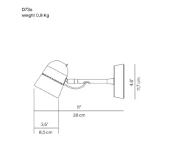 Applique murale, Plafonnier, Counterbalance D73a, noir, LED, 2700K, 800lm, L28cm, H11,7cm - Luceplan