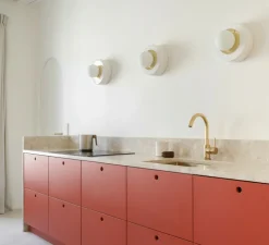 Applique murale, Plafonnier 3.02, Blanc Laiton, LED, Ø27cm, H16cm - HAOS