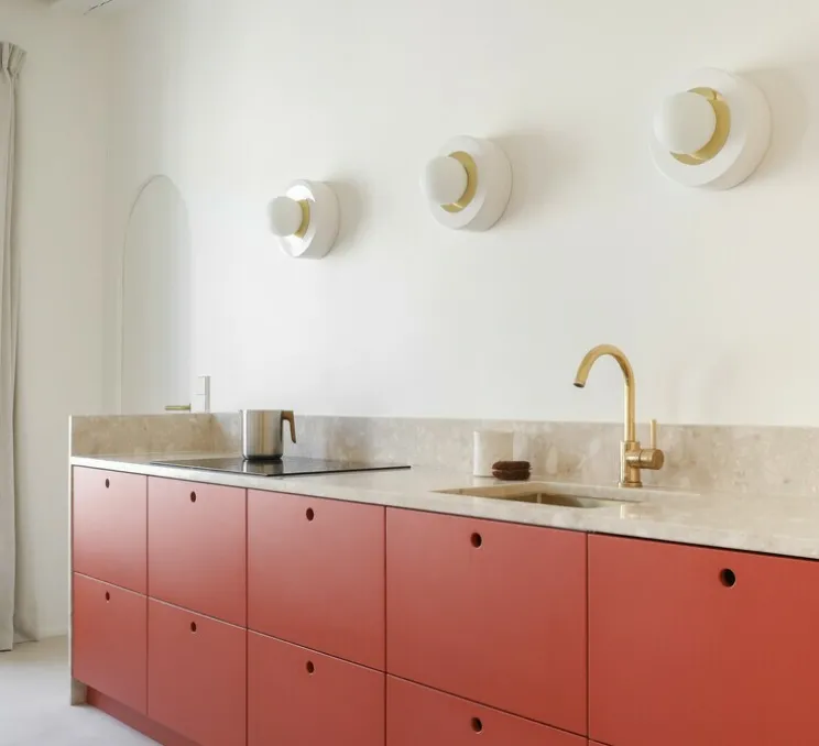 Applique murale, Plafonnier 3.02, Blanc Laiton, LED, Ø27cm, H16cm - HAOS