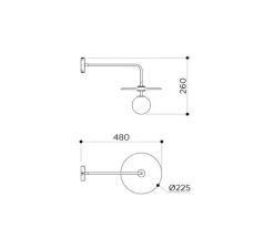 Applique*Contain Applique murale, Plat Mini, , L22,5cm, H26cm, P46cm - ambre, laiton brossé
