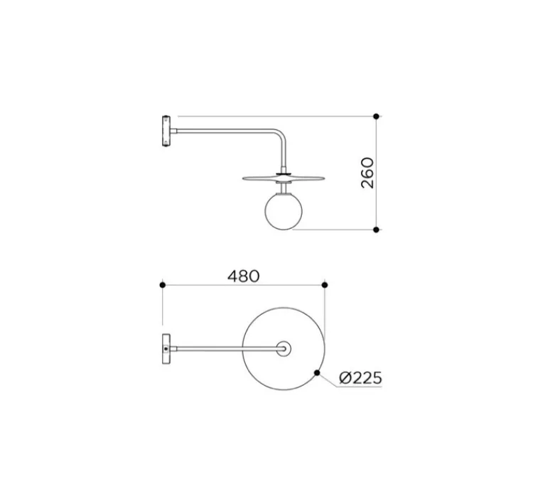 Applique*Contain Applique murale, Plat Mini, , L22,5cm, H26cm, P46cm - ambre, laiton brossé