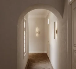 Applique murale, Point, A1328, vieil or, albâtre, LED, dim, 2700K, 1500 lm, L30cm, H60cm - Aromas del Campo