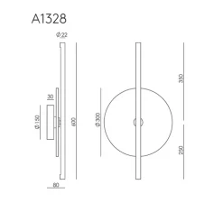 Applique murale, Point, A1328, vieil or, albâtre, LED, dim, 2700K, 1500 lm, L30cm, H60cm - Aromas del Campo