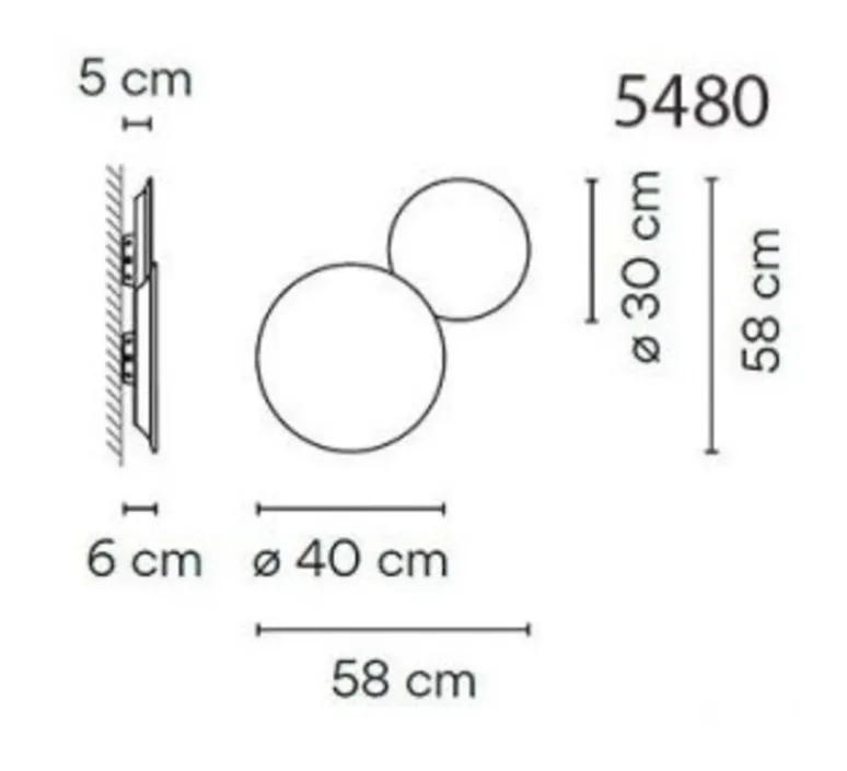 Applique*Vibia Applique murale, Puck wall 5480, , LED, dim, 2700K, 953 lm, L58cm, P58cm - gris