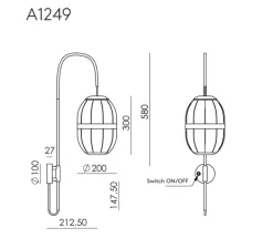 Applique*Aromas del Campo Applique murale, Pull, A1249, , L20cm, H72,75cm - noir mat