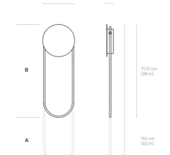 Applique murale, Ra Wall longue, Noir sablé, L25,5cm, H110cm - Darmes