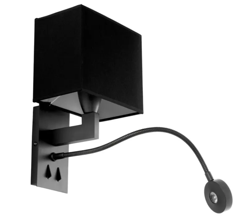 Applique*Eichholtz Applique murale, Reading, avec interrupteurs, , L19cm, H32cm - bronze, abat-jour noir