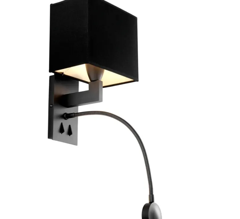 Applique*Eichholtz Applique murale, Reading, avec interrupteurs, , L19cm, H32cm - bronze, abat-jour noir