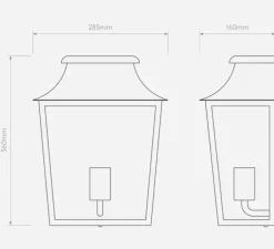 Applique murale, Richmond Wall 285, noir texturé, IP44, L19,7cm, H36cm - Astro