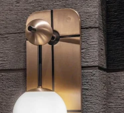 Applique murale, Rift, Opal, noir, laiton, IP44, Ø12,5cm, H36,5cm - Bert Frank