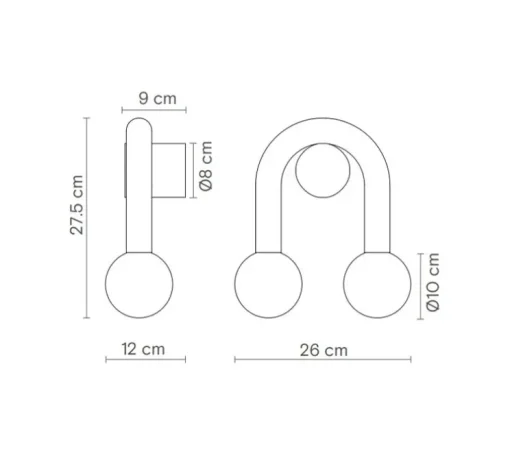 Applique murale, Rigoberta direct super curved, or, L26cm, H23cm - Robin