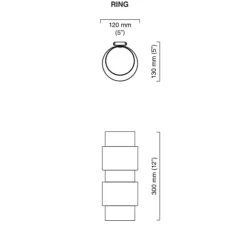 Applique murale, Ring, laiton, Ø12cm, H30cm - CTO lighting