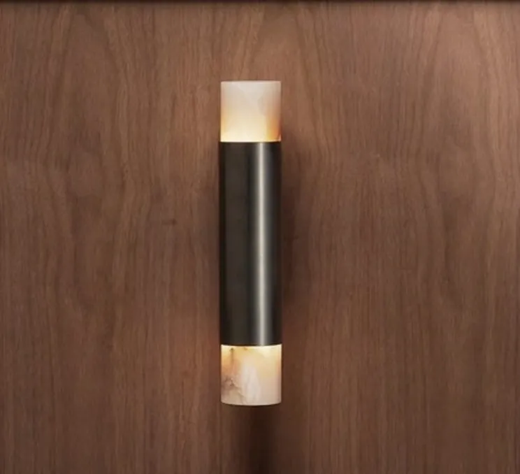 Applique murale, Roma Tall, bronze et albâtre, LED, 2700K, L5,4cm, H8,5cm - CTO lighting