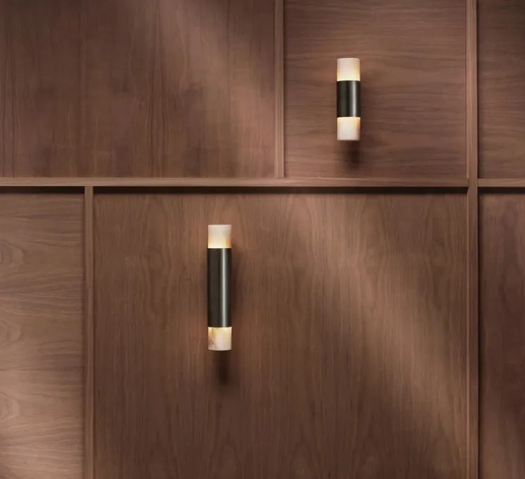 Applique murale, Roma Tall, bronze et albâtre, LED, 2700K, L5,4cm, H8,5cm - CTO lighting