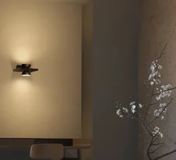 Applique*Lumen Center Italia Applique murale, Sakè 2, , LED, 2700K, 2560 lm, Ø21cm, H10,5cm - noir et noyer