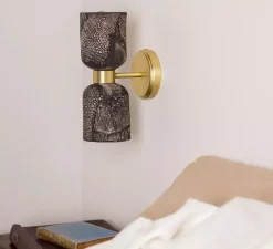 Applique*Mullan Lighting Applique murale, Sakura, , L11cm, H29cm - argile noir, laiton satiné