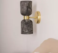 Applique*Mullan Lighting Applique murale, Sakura, , L11cm, H29cm - argile noir, laiton satiné