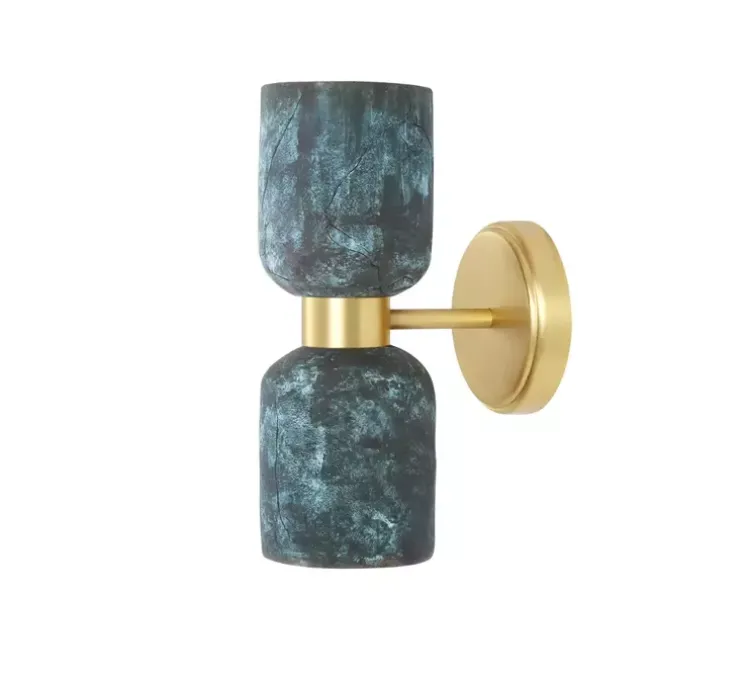 Applique murale, Sakura, blue terre, laiton satiné, L11cm, H29cm - Mullan Lighting