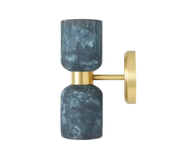 Applique murale, Sakura, blue terre, laiton satiné, L11cm, H29cm - Mullan Lighting