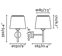 Applique*Faro Applique murale, Savoy, , L23cm, H39,2cm - noir