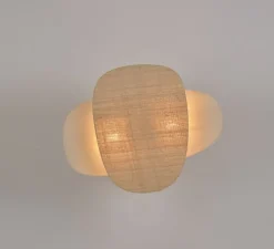 Applique murale, Screen 70's double,lin bouleau, raphia, L57cm, H76cm - Market Set