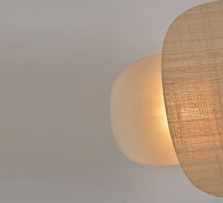 Applique murale, Screen 70's double,lin bouleau, raphia, L57cm, H76cm - Market Set