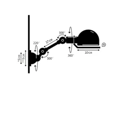 Applique murale, Signal 1 bras, SI701, vert herbe, brillant, L32cm, H15cm - Jieldé