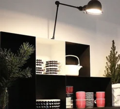 Applique murale, Signal 2 bras, SI371, interrupteur, noir, mat, Ø10cm, H47cm- Jieldé