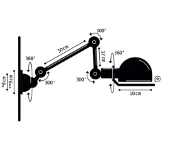 Applique murale, Signal 2 bras, SI371, noir mat, Ø10cm, H47cm - Jieldé