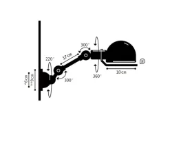 Applique*Jieldé Applique murale, Signal 1 bras, SI701, , L32cm, H15cm - marron, brillant