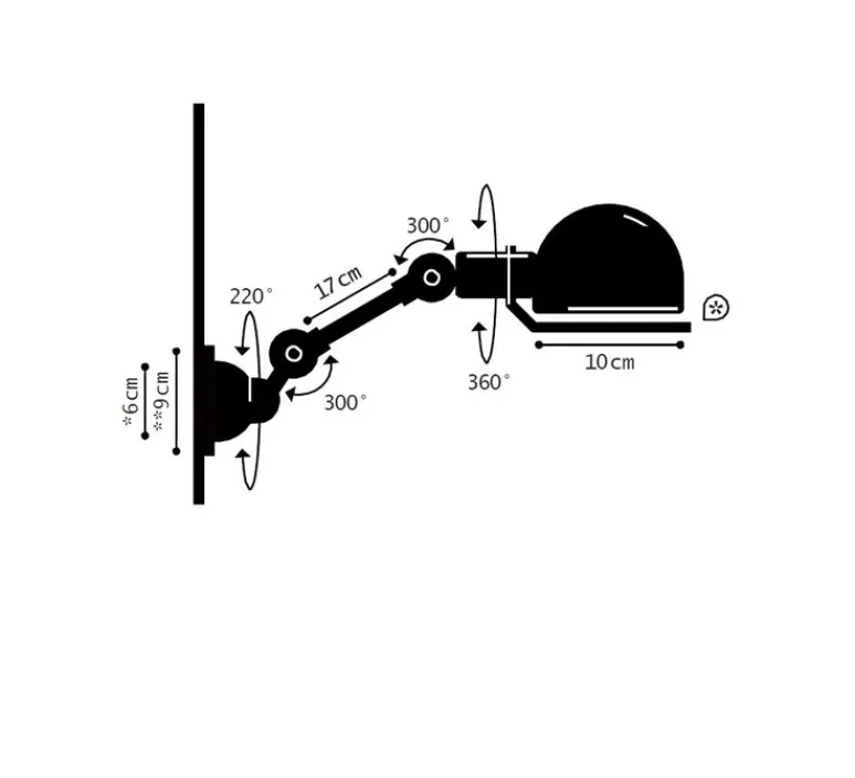 Applique*Jieldé Applique murale, Signal 1 bras, SI701, , L32cm, H15cm - marron, brillant