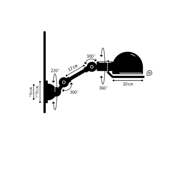 Applique murale, Signal 1 bras, SI701, noir brillant, L32cm, H15cm - Jieldé