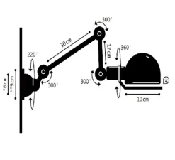 Applique murale, Signal 2 bras, SI371, Vert Vespa, Ø10cm, H47cm - Jieldé